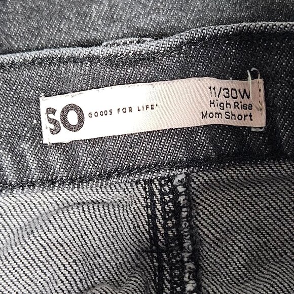 SO High Rise Mom Short Jean Shorts Womens Size 11 Dark Wash Ripped Denim Juniors - Picture 3 of 4